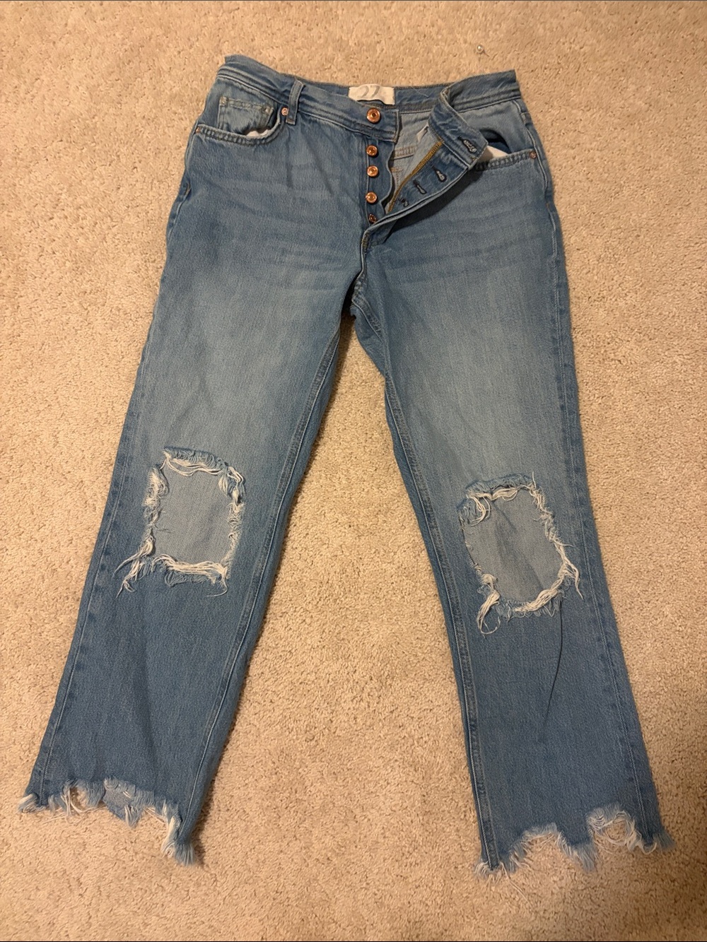We The Free Light Blue Distressed Boyfriend Jeans